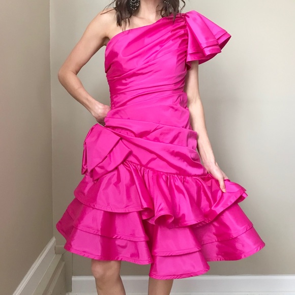 hot pink 80s dress